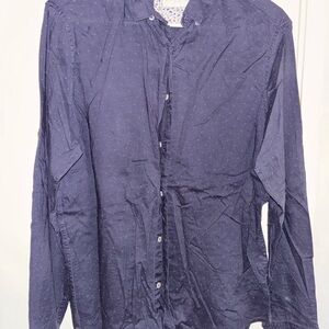 Casual Blue Button Down Shirt with Pointed Collar